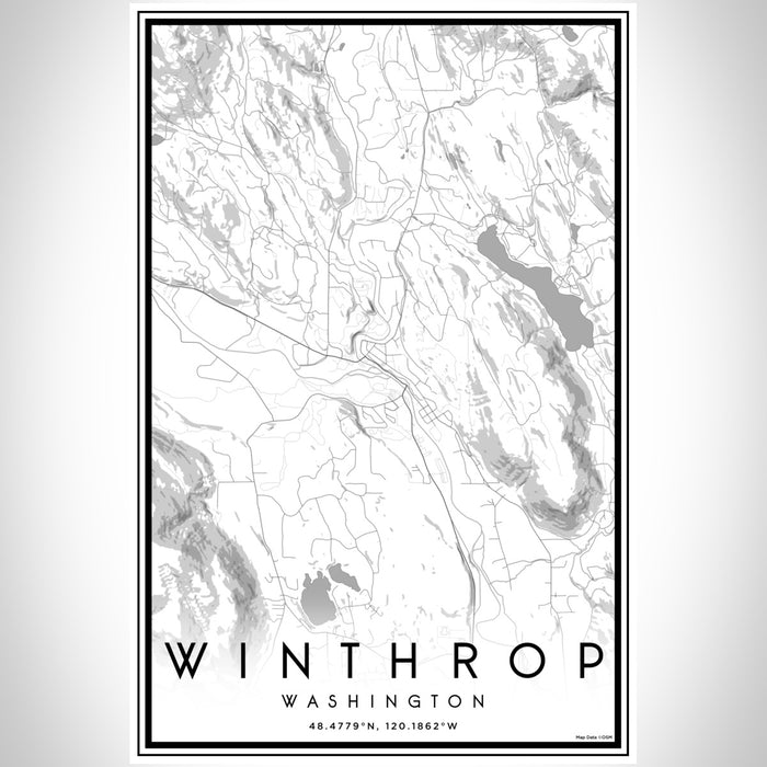 Winthrop Washington Map Print Portrait Orientation in Classic Style With Shaded Background