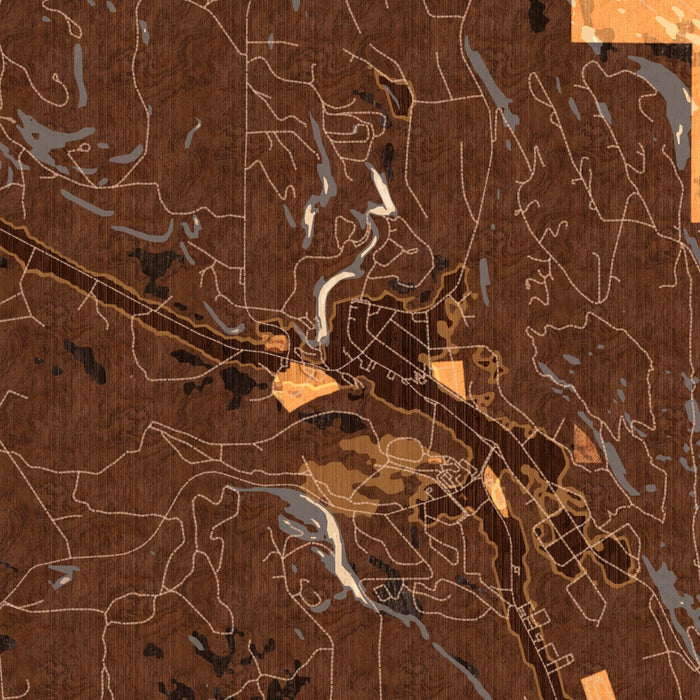 Winthrop Washington Map Print in Ember Style Zoomed In Close Up Showing Details
