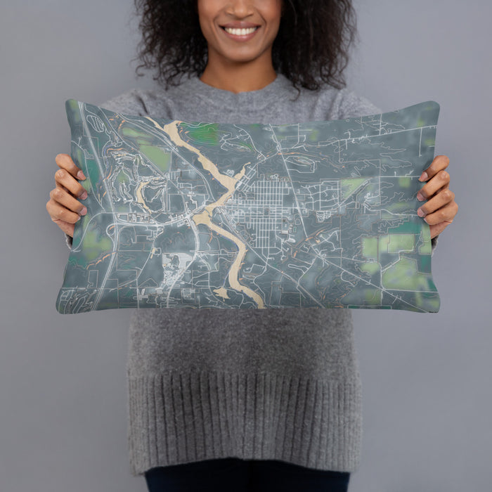 Person holding 20x12 Custom Wisconsin Dells Wisconsin Map Throw Pillow in Afternoon