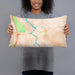 Person holding 20x12 Custom Wisconsin Dells Wisconsin Map Throw Pillow in Watercolor