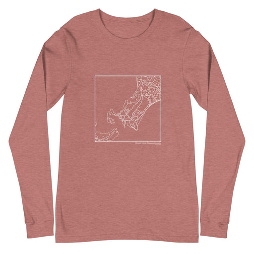 Woods Hole Massachusetts  Map Unisex Long-Sleeve T-shirt with City inscription in Heather Mauve