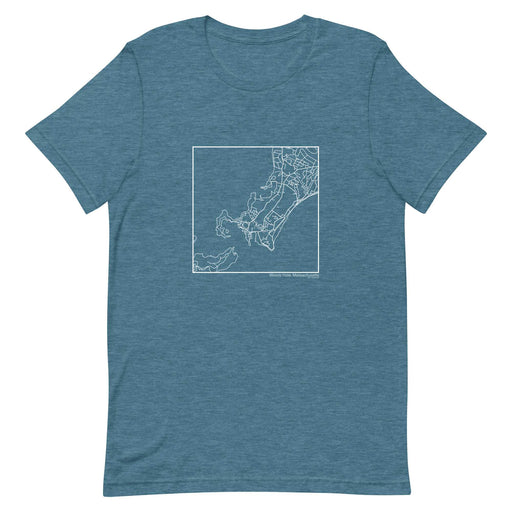 Woods Hole Massachusetts  Map Unisex T-Shirt with City inscription in Heather Teal