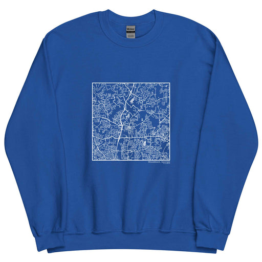 Woodstock Georgia  Map Unisex Crewneck Sweater with City inscription in Royal Blue