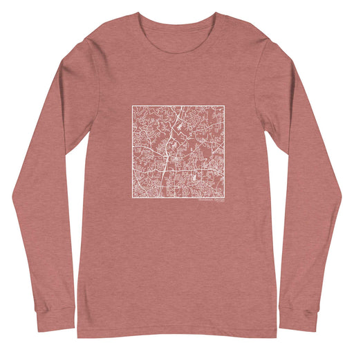 Woodstock Georgia  Map Unisex Long-Sleeve T-shirt with City inscription in Heather Mauve