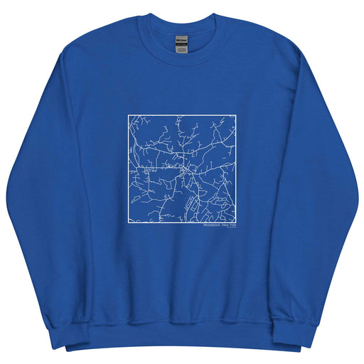Woodstock New York  Map Unisex Crewneck Sweater with City inscription in Royal Blue