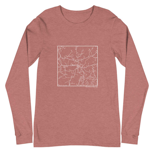 Woodstock New York  Map Unisex Long-Sleeve T-shirt with City inscription in Heather Mauve