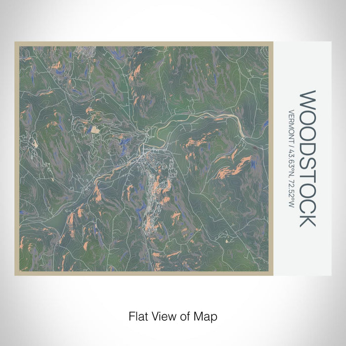 Rendered View of Woodstock Vermont Map on 20oz Stainless Steel Insulated Bottle with Bamboo Top with printed afternoon style map