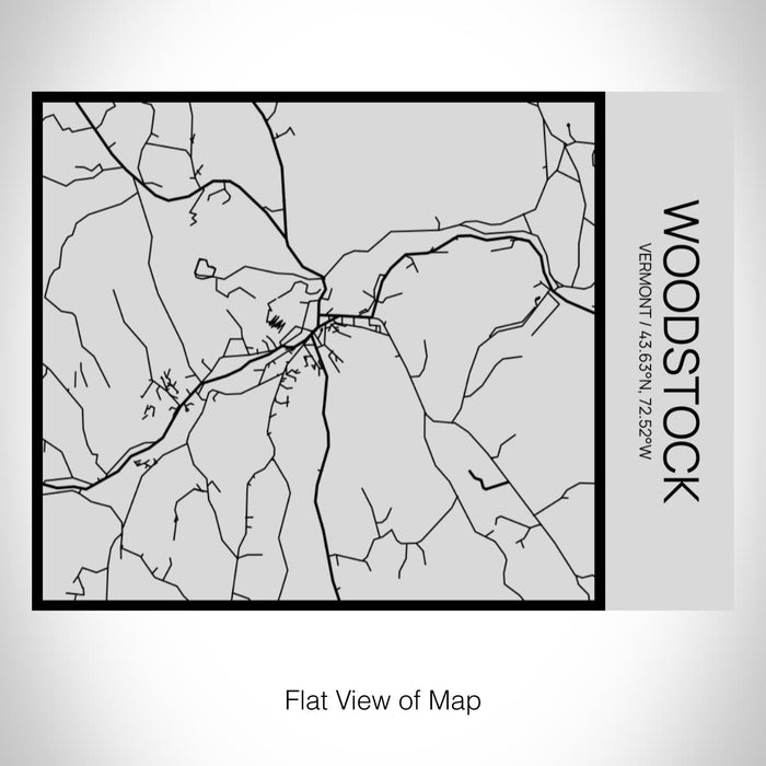 Rendered View of Woodstock Vermont Map on 20oz Stainless Steel Insulated Bottle with Bamboo Top with printed Tactile Lines Map in Black