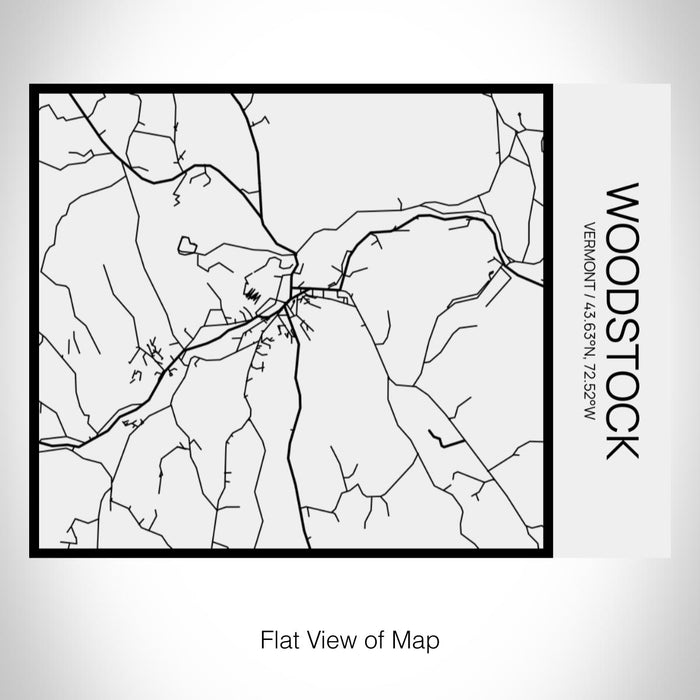 Rendered View of Woodstock Vermont Map on 20oz Stainless Steel Insulated Bottle with Bamboo Top in Matte White with printed Tactile Lines Map in Black