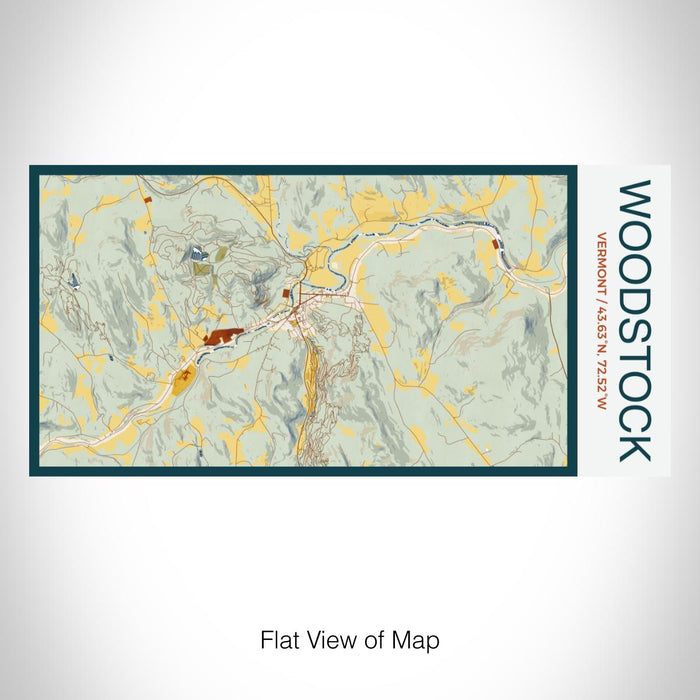 Rendered View of Woodstock Vermont Map on 17oz Stainless Steel Insulated Bottle with printed woodblock style map