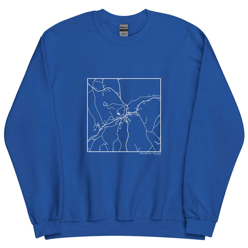 Woodstock Vermont  Map Unisex Crewneck Sweater with City inscription in Royal Blue