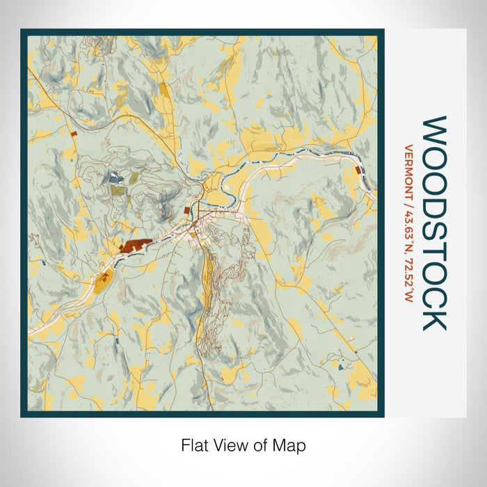 Rendered View of Woodstock Vermont Map on 17oz Stainless Steel Insulated Tumbler in Woodblock Map Style