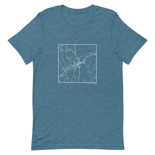 Woodstock Vermont  Map Unisex T-Shirt with City inscription in Heather Teal