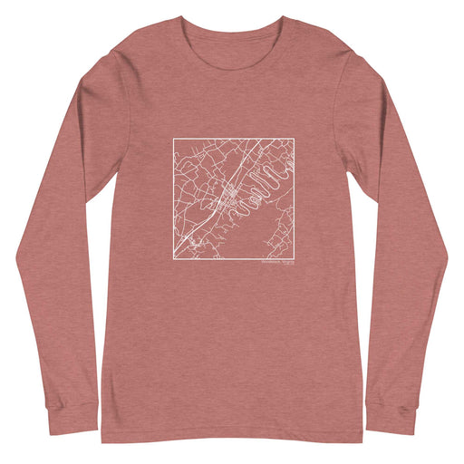 Woodstock Virginia  Map Unisex Long-Sleeve T-shirt with City inscription in Heather Mauve