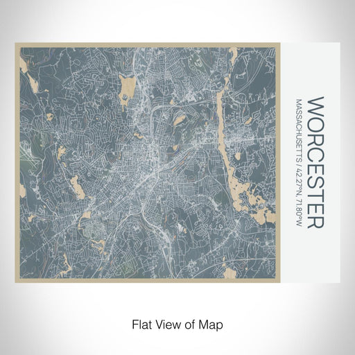 Rendered View of Worcester Massachusetts Map on 20oz Stainless Steel Insulated Bottle with Bamboo Top with printed afternoon style map