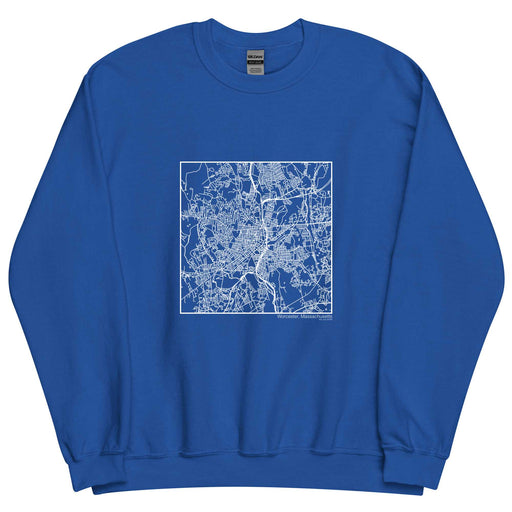 Worcester Massachusetts  Map Unisex Crewneck Sweater with City inscription in Royal Blue