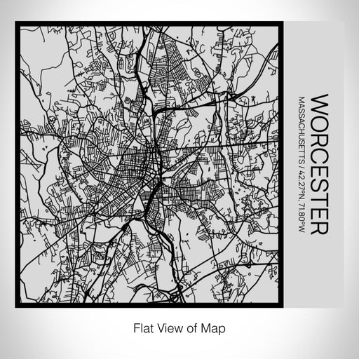 Rendered View of Worcester Massachusetts Map on 17oz Stainless Steel Insulated Tumbler in Tactile Lines with Succulent in Background