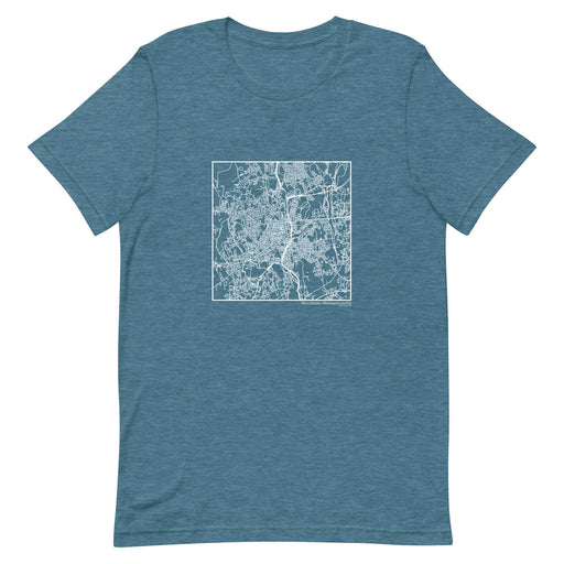Worcester Massachusetts  Map Unisex T-Shirt with City inscription in Heather Teal