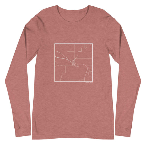 Worley Idaho  Map Unisex Long-Sleeve T-shirt with City inscription in Heather Mauve