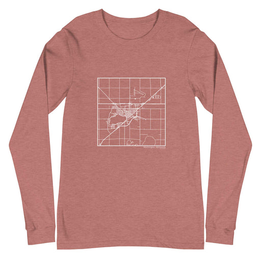 Worthington Minnesota  Map Unisex Long-Sleeve T-shirt with City inscription in Heather Mauve