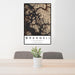 24x36 Wrangell Alaska Map Print Portrait Orientation in Ember Style Behind 2 Chairs Table and Potted Plant