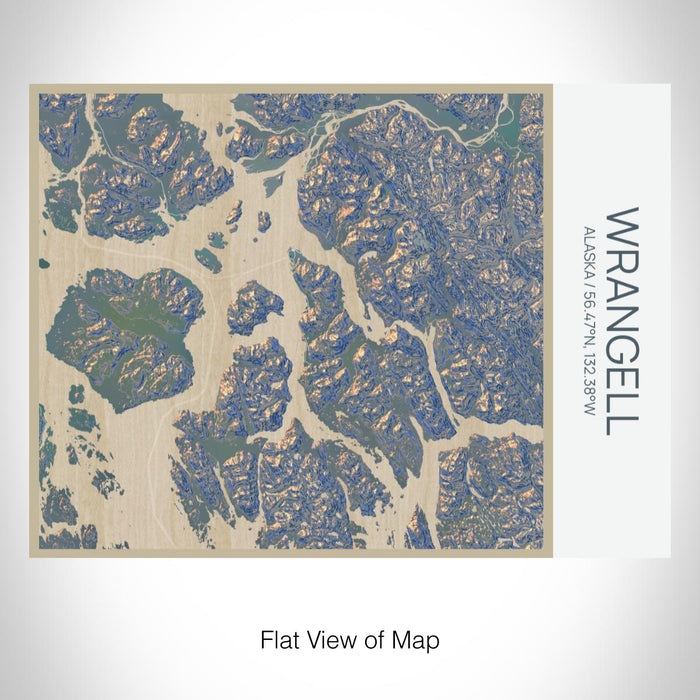 Rendered View of Wrangell Alaska Map on 20oz Stainless Steel Insulated Bottle with Bamboo Top with printed afternoon style map