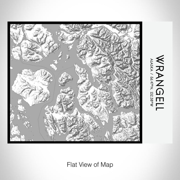 Rendered View of Wrangell Alaska Map on 20oz Stainless Steel Insulated Bottle with Bamboo Top with printed classic style map