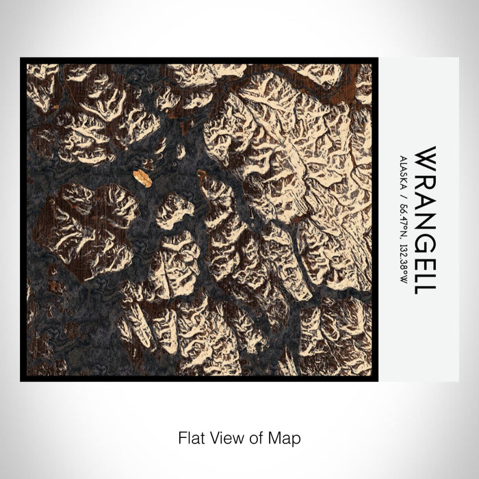 Rendered View of Wrangell Alaska Map on 20oz Stainless Steel Insulated Bottle with Bamboo Top with printed ember style map