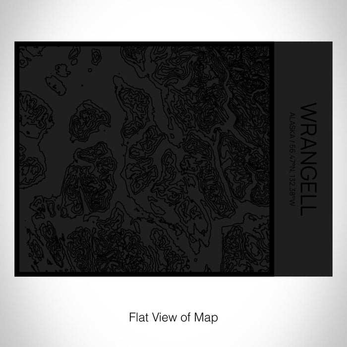 Rendered View of Wrangell Alaska Map on 20oz Stainless Steel Insulated Bottle with Bamboo Top in Matte Black with printed Tactile Lines Map in Black