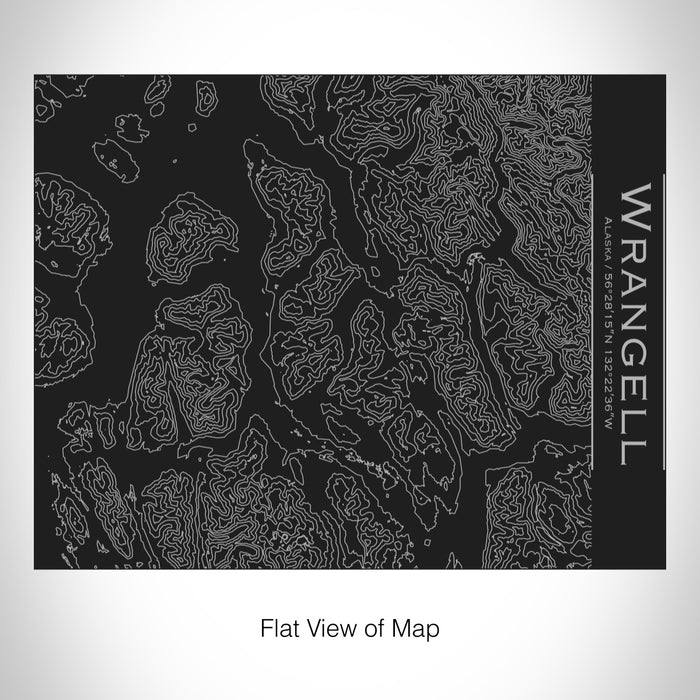 Rendered View of Wrangell Alaska Map on 20oz Stainless Steel Insulated Bottle with Bamboo Top in Black