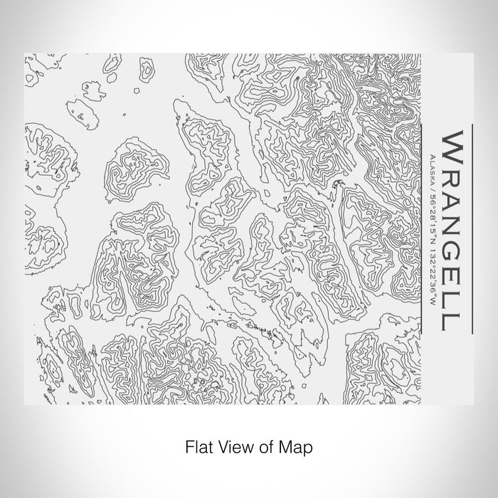 Rendered View of Wrangell Alaska Map on 20oz Stainless Steel Insulated Bottle with Bamboo Top in White