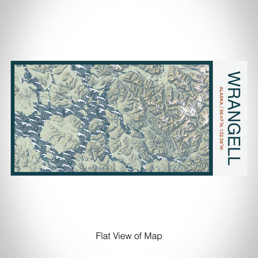 Rendered View of Wrangell Alaska Map on 17oz Stainless Steel Insulated Bottle with printed woodblock style map