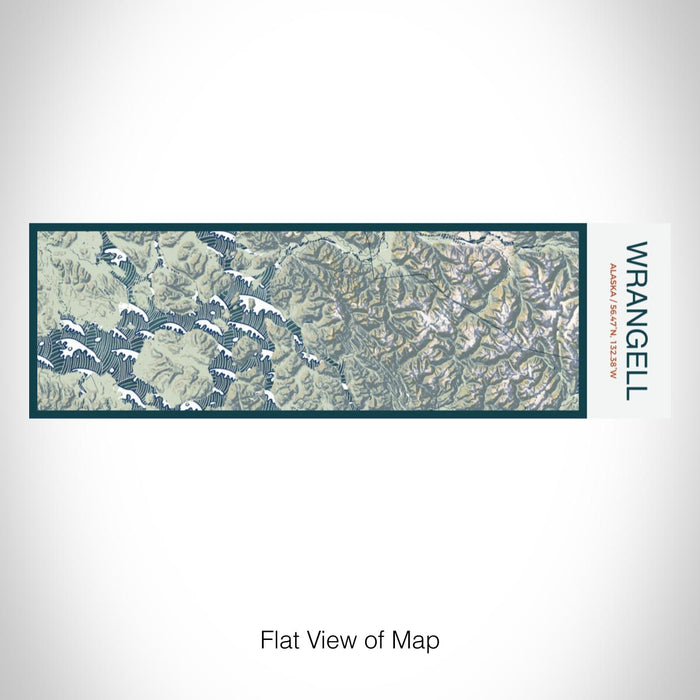 Rendered View of Wrangell Alaska Map on 10oz Stainless Steel Insulated Cup in Woodblock with Sliding Lid