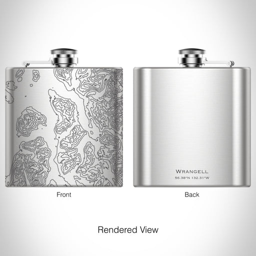 Rendered View of Wrangell Alaska Map on 6oz Stainless Steel Flask