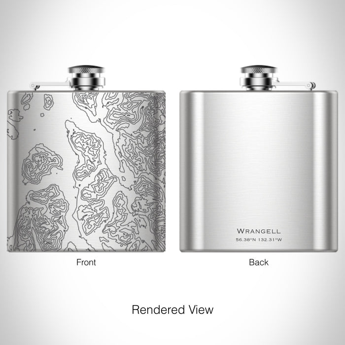 Rendered View of Wrangell Alaska Map on 6oz Stainless Steel Flask