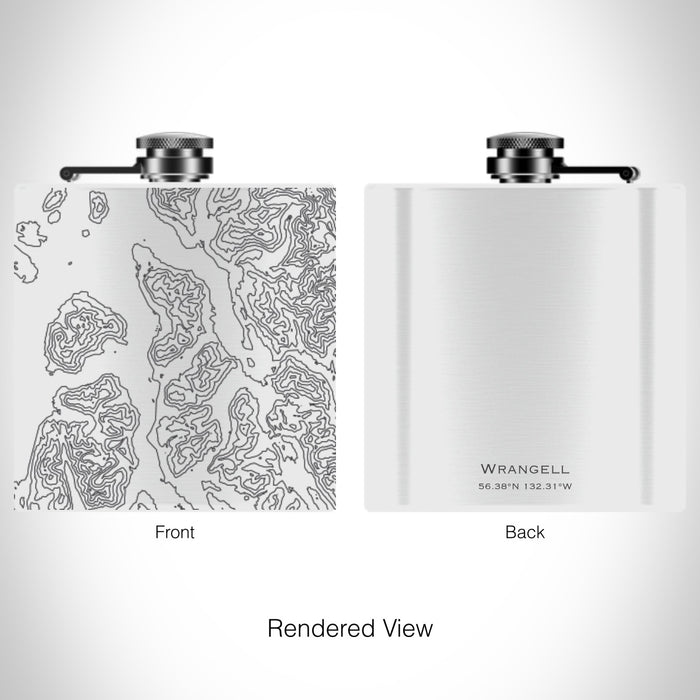 Rendered View of Wrangell Alaska Map on 6oz Stainless Steel Flask in White