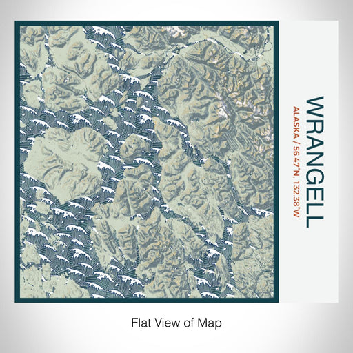 Rendered View of Wrangell Alaska Map on 17oz Stainless Steel Insulated Tumbler in Woodblock Map Style