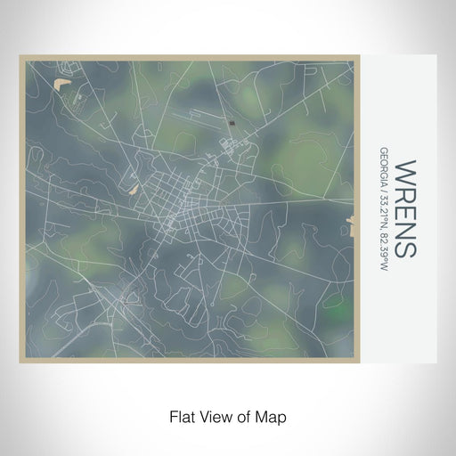 Rendered View of Wrens Georgia Map on 20oz Stainless Steel Insulated Bottle with Bamboo Top with printed afternoon style map