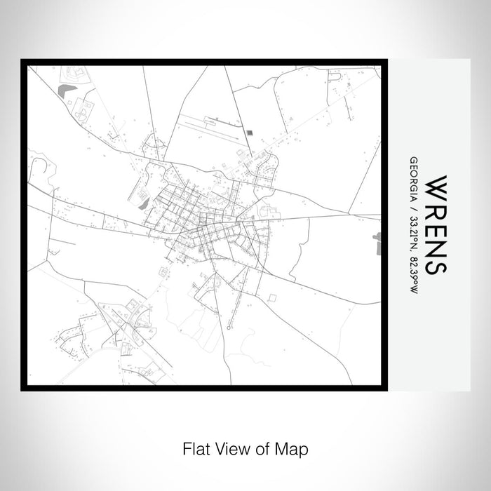 Rendered View of Wrens Georgia Map on 20oz Stainless Steel Insulated Bottle with Bamboo Top with printed classic style map