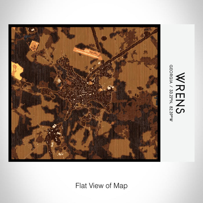 Rendered View of Wrens Georgia Map on 20oz Stainless Steel Insulated Bottle with Bamboo Top with printed ember style map