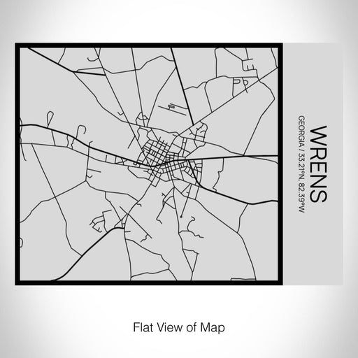 Rendered View of Wrens Georgia Map on 20oz Stainless Steel Insulated Bottle with Bamboo Top with printed Tactile Lines Map in Black