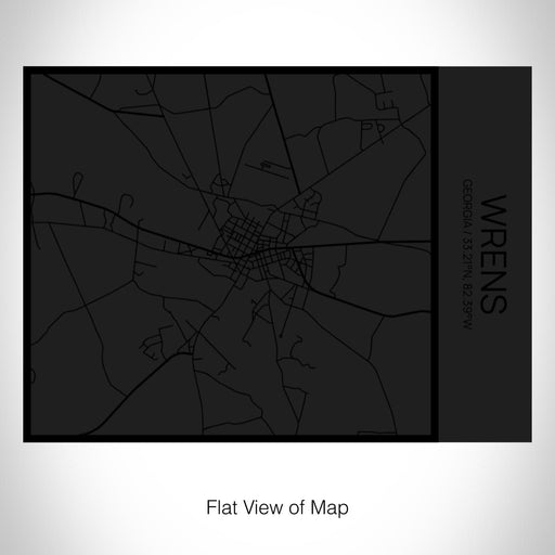 Rendered View of Wrens Georgia Map on 20oz Stainless Steel Insulated Bottle with Bamboo Top in Matte Black with printed Tactile Lines Map in Black