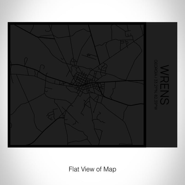 Rendered View of Wrens Georgia Map on 20oz Stainless Steel Insulated Bottle with Bamboo Top in Matte Black with printed Tactile Lines Map in Black