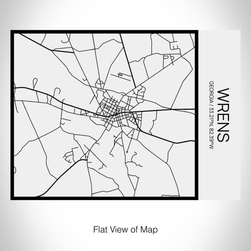 Rendered View of Wrens Georgia Map on 20oz Stainless Steel Insulated Bottle with Bamboo Top in Matte White with printed Tactile Lines Map in Black