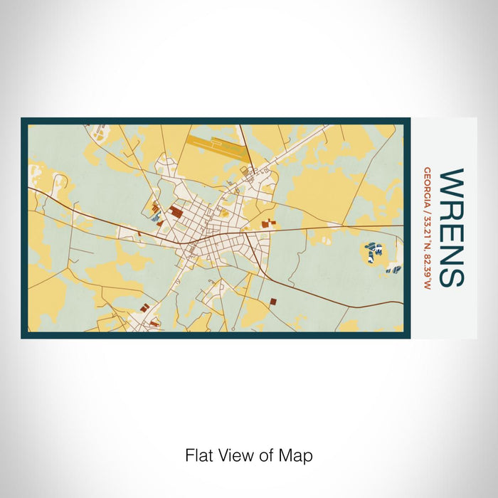 Rendered View of Wrens Georgia Map on 17oz Stainless Steel Insulated Bottle with printed woodblock style map