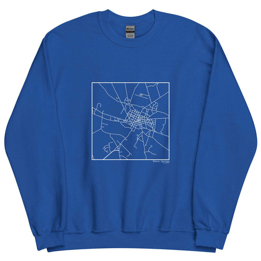 Wrens Georgia  Map Unisex Crewneck Sweater with City inscription in Royal Blue