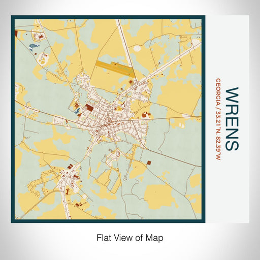 Rendered View of Wrens Georgia Map on 17oz Stainless Steel Insulated Tumbler in Woodblock Map Style
