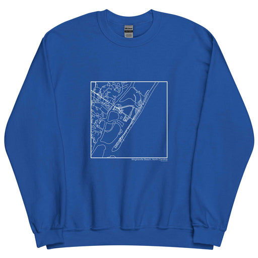 Wrightsville Beach North Carolina  Map Unisex Crewneck Sweater with City inscription in Royal Blue
