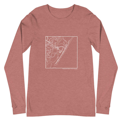 Wrightsville Beach North Carolina  Map Unisex Long-Sleeve T-shirt with City inscription in Heather Mauve