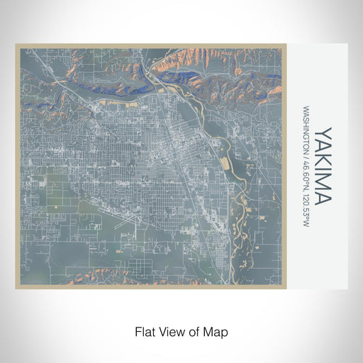 Rendered View of Yakima Washington Map on 20oz Stainless Steel Insulated Bottle with Bamboo Top with printed afternoon style map
